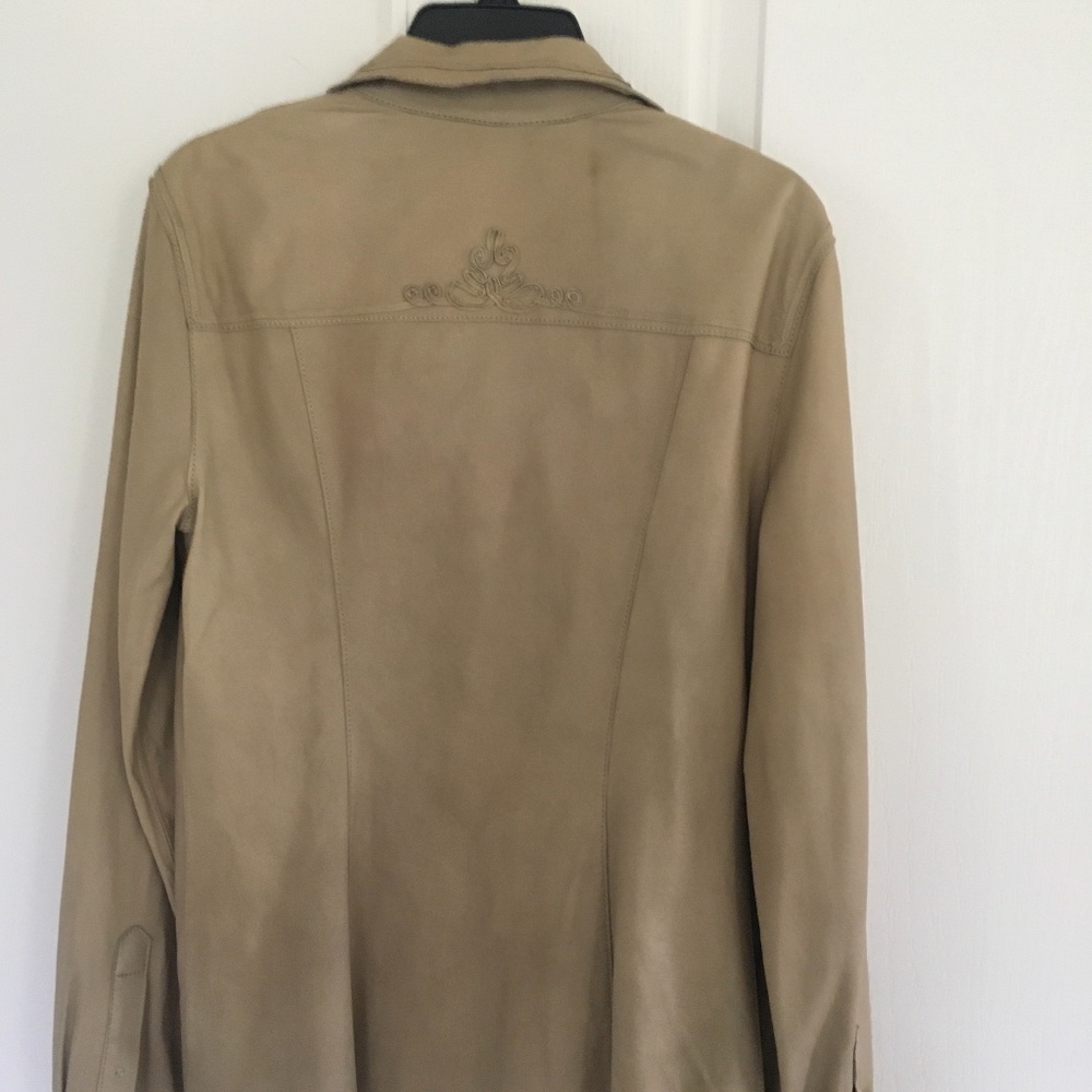 Elie Tahari embroidered leather jacket shirt NWT - Picture 5 of 11